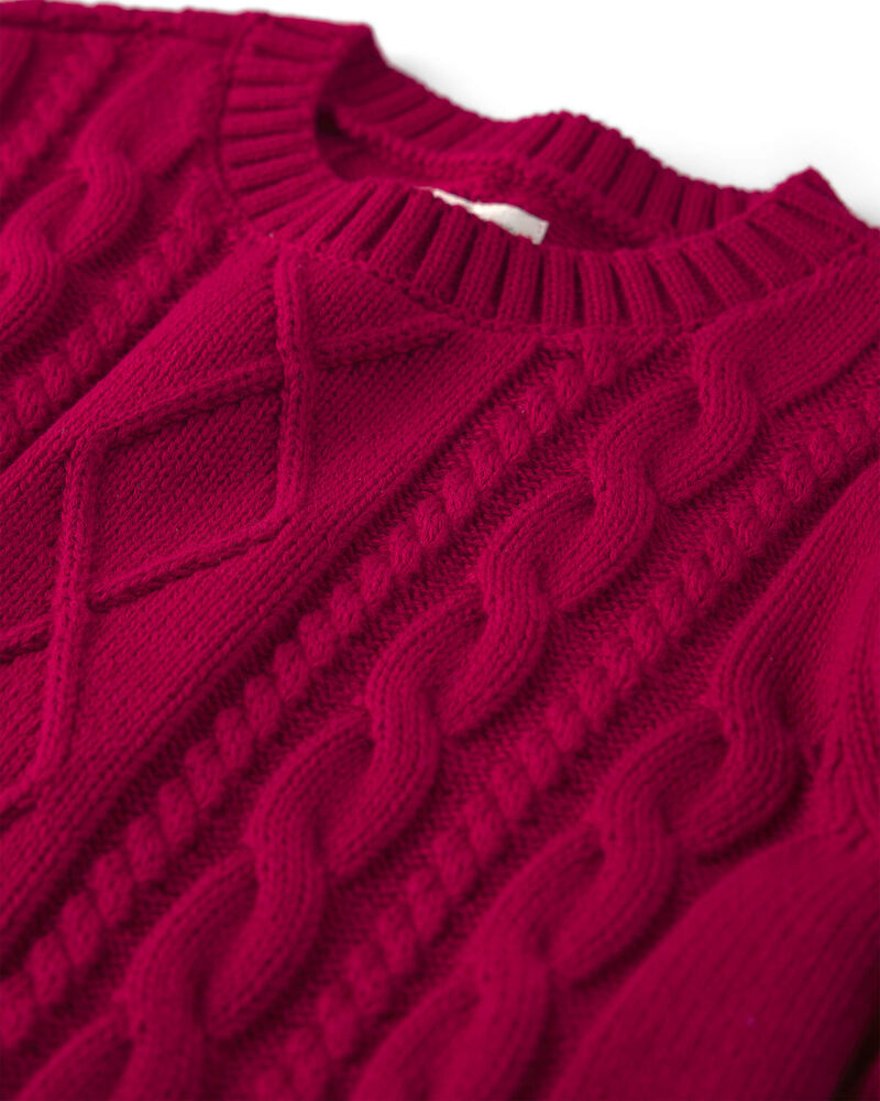 Toddler Organic Cotton Cable Knit Sweater, image 3 of 4 slides