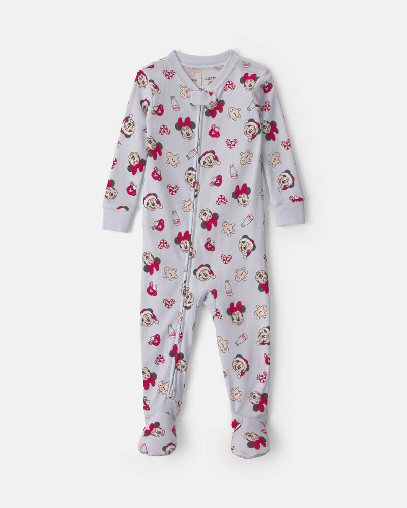 B&eacute;b&eacute; - Pyjama ajust&eacute; 1 pi&egrave;ce &agrave; pieds en 100 % coton &agrave; motif Disney Mickey Mouse de No&euml;l &ndash; Bleu, image 1 sur 4 diapositives
