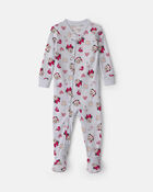 B&eacute;b&eacute; - Pyjama ajust&eacute; 1 pi&egrave;ce &agrave; pieds en 100 % coton &agrave; motif Disney Mickey Mouse de No&euml;l &ndash; Bleu, image 1 sur 4 diapositives