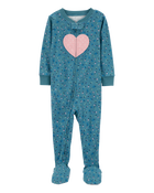 Toddler 1-Piece Heart 100% Snug Fit Cotton Footie Pyjamas, image 1 of 4 slides