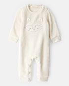 Baby Girl Fox Velour Long-Sleeve Snug Fit Jumpsuit - White, image 1 of 3 slides