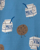 B&eacute;b&eacute; gar&ccedil;on - Pyjama ajust&eacute; 4 pi&egrave;ces en 100 % coton &agrave; motif lait et biscuits &ndash; Bleu, image 3 sur 3 diapositives