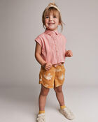 Toddler Girl Sleeveless Button-Down Top in Stripes - Light Pink, image 3 of 6 slides