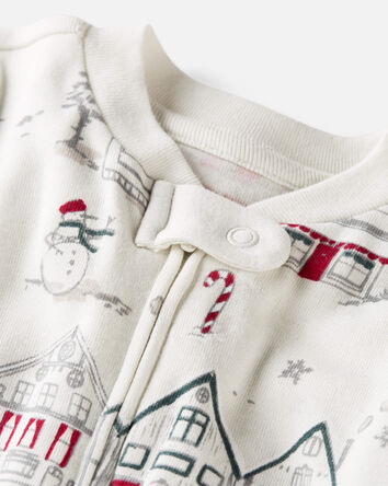 Baby Organic Cotton Sleep & Play pyjamas in Winter Village, 