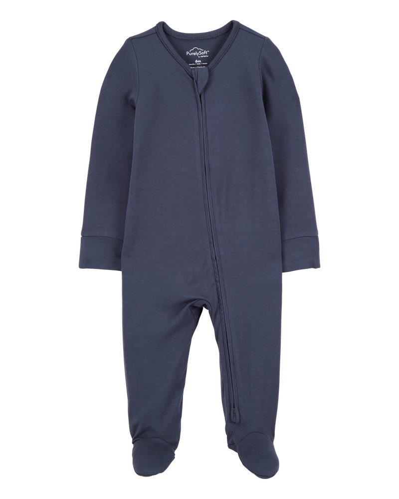 Bébé garçon - Grenouillère PurelySoft à fermeture à glissière - Bleu marine, image 1 sur 6 diapositives
