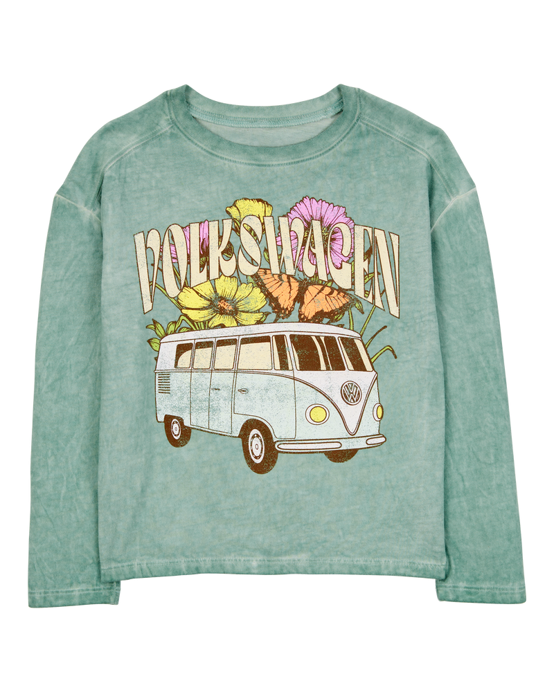 Enfant T-shirt à manches longues imprimé Volkswagen - Vert, image 1 sur 3 diapositives