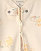 Baby Lion 100% Cotton 2-Way Zip Sleeper - Cream, image 2 of 5 slides