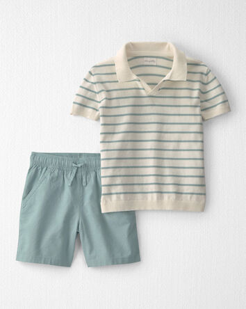 Boys 2-Piece Knit Top & Short Set Made with Organic Cotton in Stripes, 