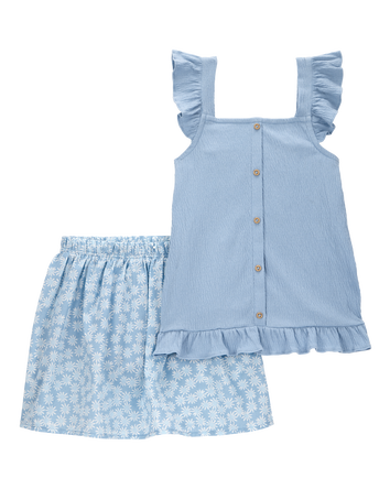 Kid 2-Piece Floral Skort Set - Blue, 