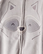 Toddler Boy Raccoon DreamPlush Long-Sleeve Snug Fit 1-Piece Pajamas - Grey, image 2 of 4 slides