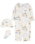Baby Dog Print 3-Piece Converter Gown Set, image 1 of 4 slides