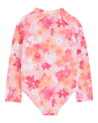 Toddler 1-Piece Floral Print Long-Sleeve Rashguard Swimsuit - Pink, image 2 of 4 slides