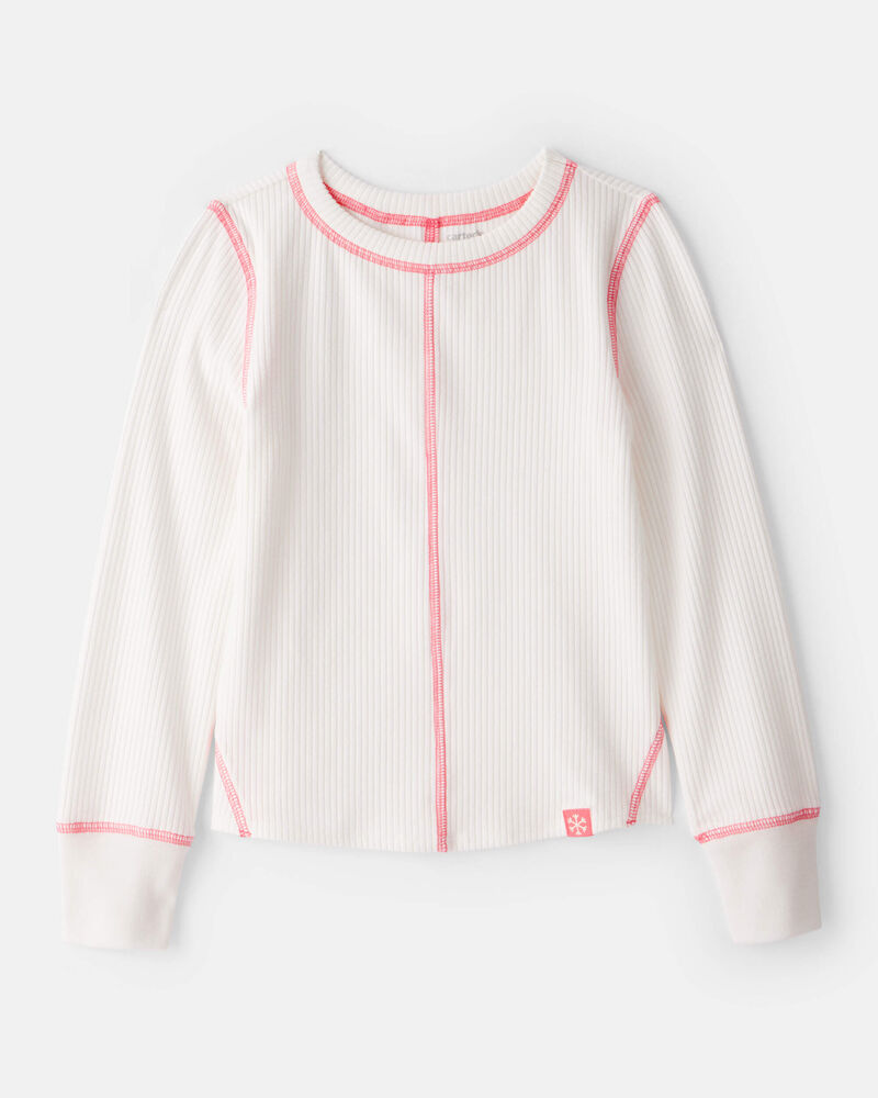 Girls Active Rib Long-Sleeve Top - Cream, image 1 of 3 slides