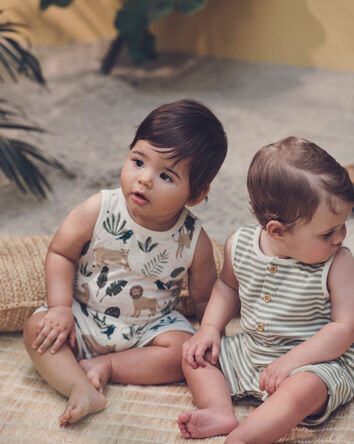 Baby Organic Cotton Waffle Knit in Stripes, 