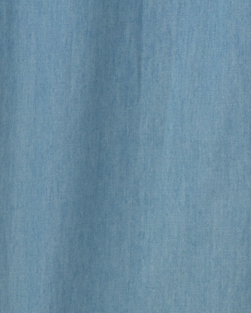 Girls 2-Piece Floral Chambray Long-Sleeve Top & Pant Set - Brown/Blue, image 4 of 5 slides