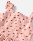 Toddler Girl Organic Cotton Tiered Dress in Blush Floral Print, image 3 of 5 slides