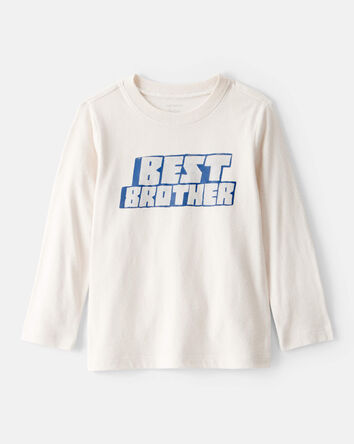 Tout-petit garçon - T-shirt à imprimé à manches longues Best Brother - Blanc, 