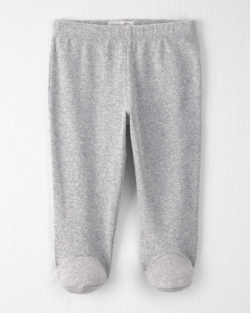 Baby Organic Cotton Rib Footed Pants, image 1 of 3 slides