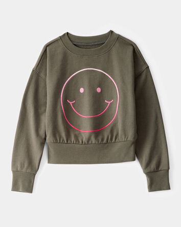 Kid Oversized Graphic Sweatshirt - Olive, 