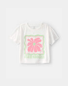 Girls Club Snooze' Flower Short-Sleeve Loose Fit 2-Piece Pyjama Set - Ivory/Green, image 3 of 6 slides