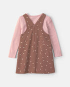 Toute-petit fille - Ensemble robe &agrave; motif floral et manches longues en jersey bouclette &ndash; Rose/Brun, image 2 sur 5 diapositives