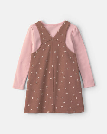 Toute-petit fille - Ensemble robe &agrave; motif floral et manches longues en jersey bouclette &ndash; Rose/Brun, 
