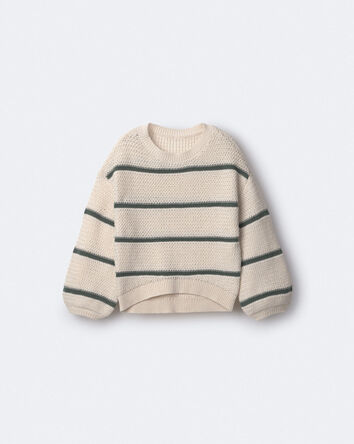 Toddler Girl Striped Balloon-Sleeve Sweater - Cream, 