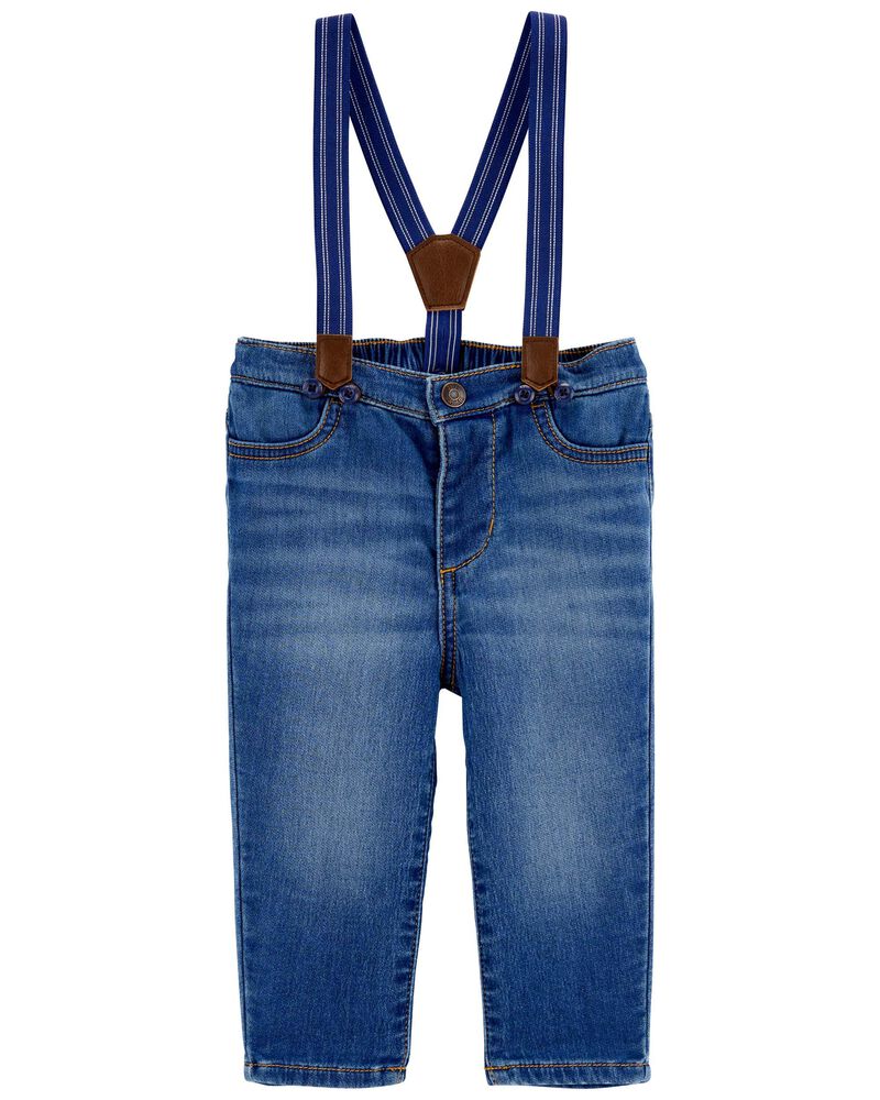 Bébé Pantalon en tricot de denim à bretelles, image 1 sur 4 diapositives