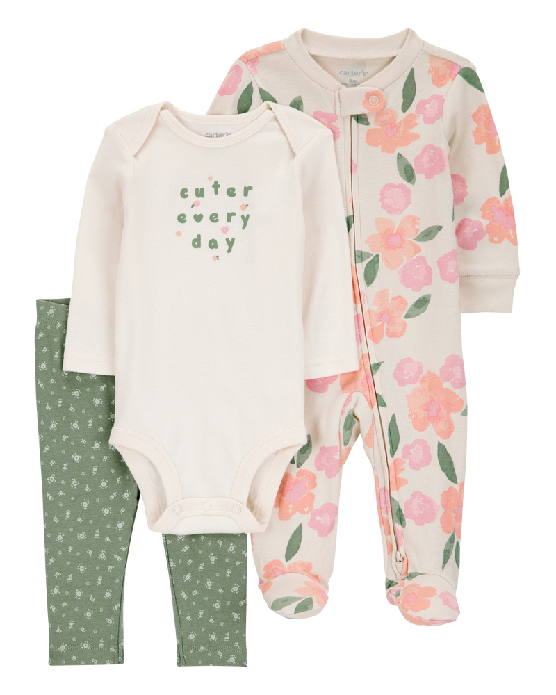 Baby 3-Piece Floral Multi-Piece Set, image 1 of 5 slides