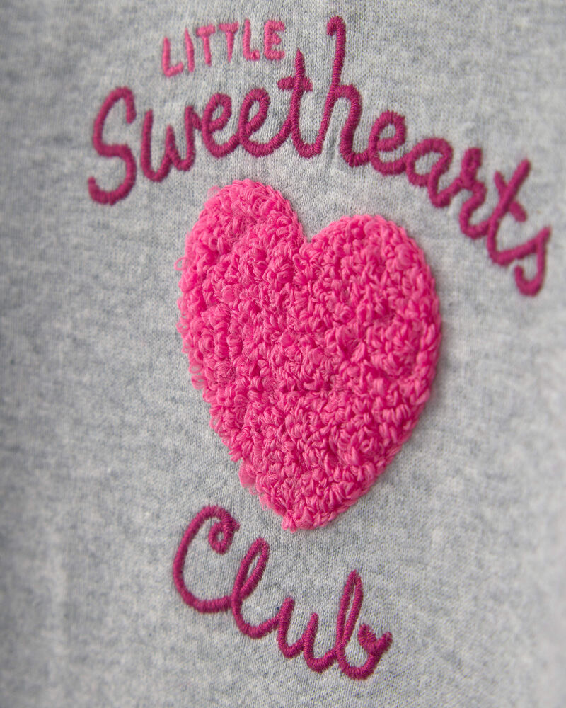 Baby Girl 2-Piece 'Little Sweethearts Club' Long-Sleeve Bodysuit & Pant Set - Pink/Grey, image 5 of 6 slides