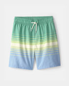 Boys Striped Swim Trunks - Blue/Green/Yellow, image 1 of 4 slides