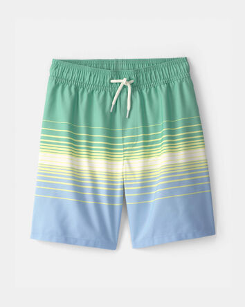 Boys Striped Swim Trunks - Blue/Green/Yellow, 