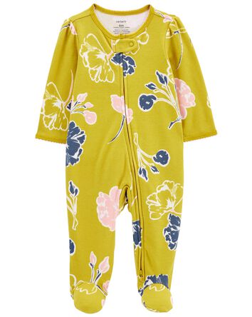 Floral 2-Way Zip Cotton Sleeper Pyjamas, 