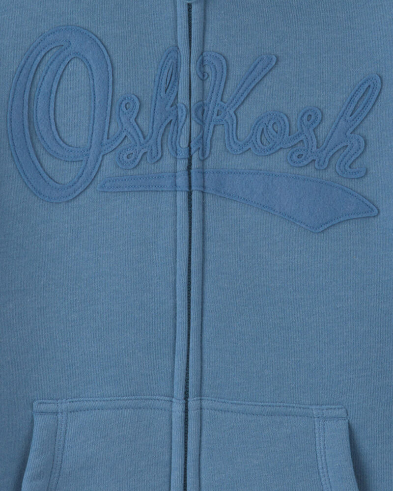 Boys OshKosh Logo Fleece Zip-Up Hoodie - Blue, image 2 of 3 slides