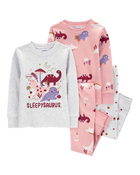 Baby 4-Piece Dinosaur Cotton Blend Pyjamas, image 1 of 4 slides