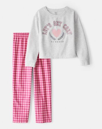 Girls Heart Fleece Loose Fit 2-Piece Pyjamas, 