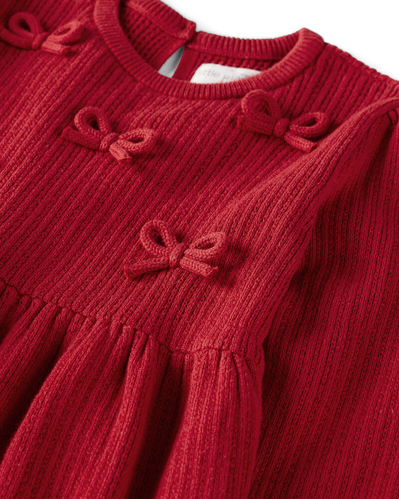 Baby Girl Organic Cotton Sweater Knit Dress, image 3 of 5 slides