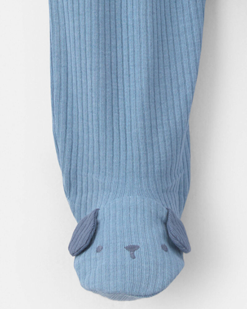 Baby Puppy Cotton 2-Way Zip Sleeper - Blue, image 4 of 5 slides