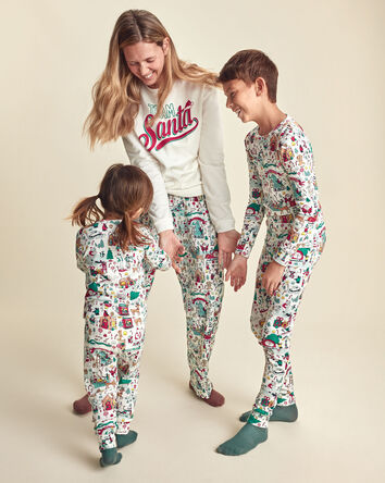 Kids Christmas Scavenger Hunt Fleece Loose Fit Pyjama Bottoms, 