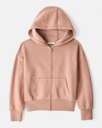 Girls Long-Sleeve Hooded Zip-Up Jacket - Brown, 