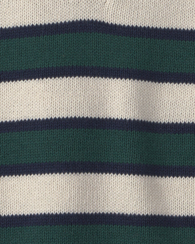 Toddler Boy Organic Cotton Sweater Knit Polo in Stripes, image 3 of 4 slides