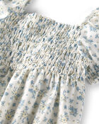 Baby Girl Linen Romper Made with Organic Cotton in Spring Bloom, image 2 of 4 slides