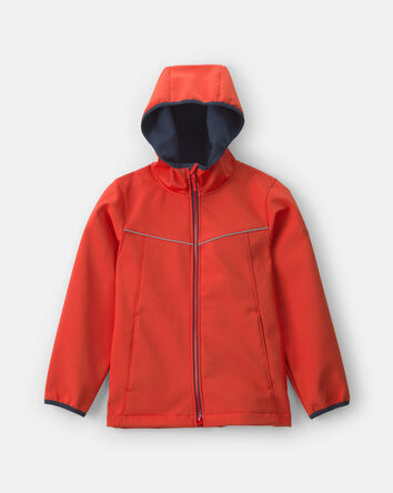 Boys Water-Activated Rain Jacket- Orange /Red, 
