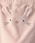 Baby Girl 3-Piece Bunny Terry Short-Sleeve Layering Set - Pink, image 5 of 6 slides