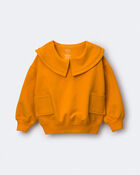 Toddler Girl Peter Pan Collar Pullover with Otter Pockets - Golden Yellow, image 1 of 2 slides