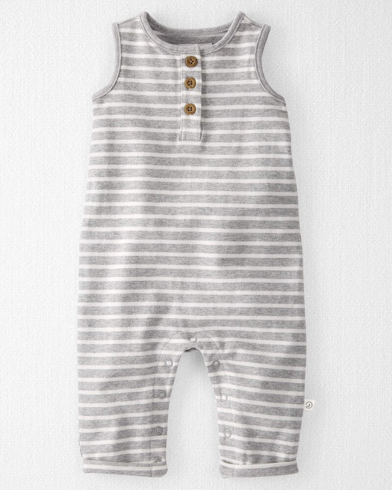 Baby Striped Organic Cotton Jumpsuit, image 1 of 4 slides