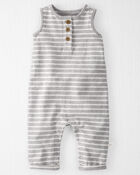 Baby Striped Organic Cotton Jumpsuit, image 1 of 4 slides