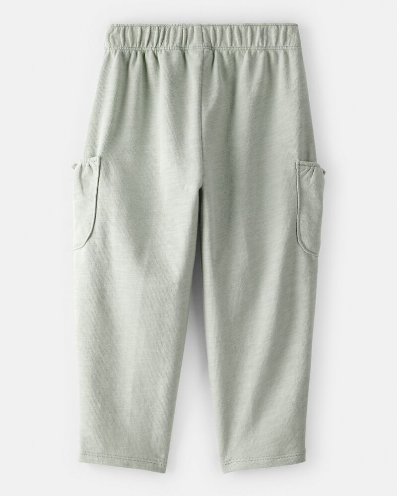 Toddler Girl Bow Pocket French Terry Pants - Green, image 2 of 5 slides