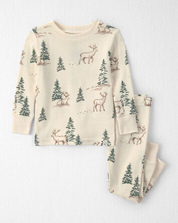 Baby 2-Piece Organic Cotton Pyjamas in Reindeer Forest, 