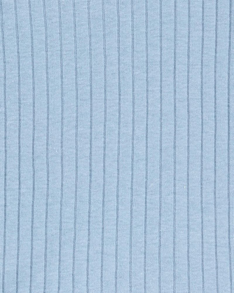 Baby Solid Ribbed Cotton Blend 2-Piece Pyjamas - Blue, image 2 of 3 slides